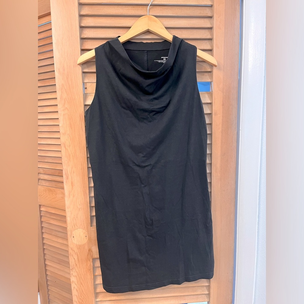 PATAGONIA Women’s Dress Medium Black Sleeveless Organic Cotton Tencel Cowl Neck